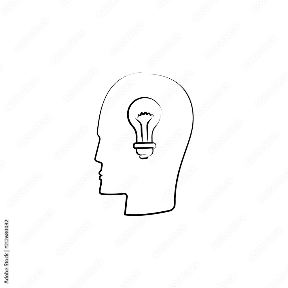 Poster head light bulb icon. element of idea icon for mobile concept and web apps. sketch style head light 