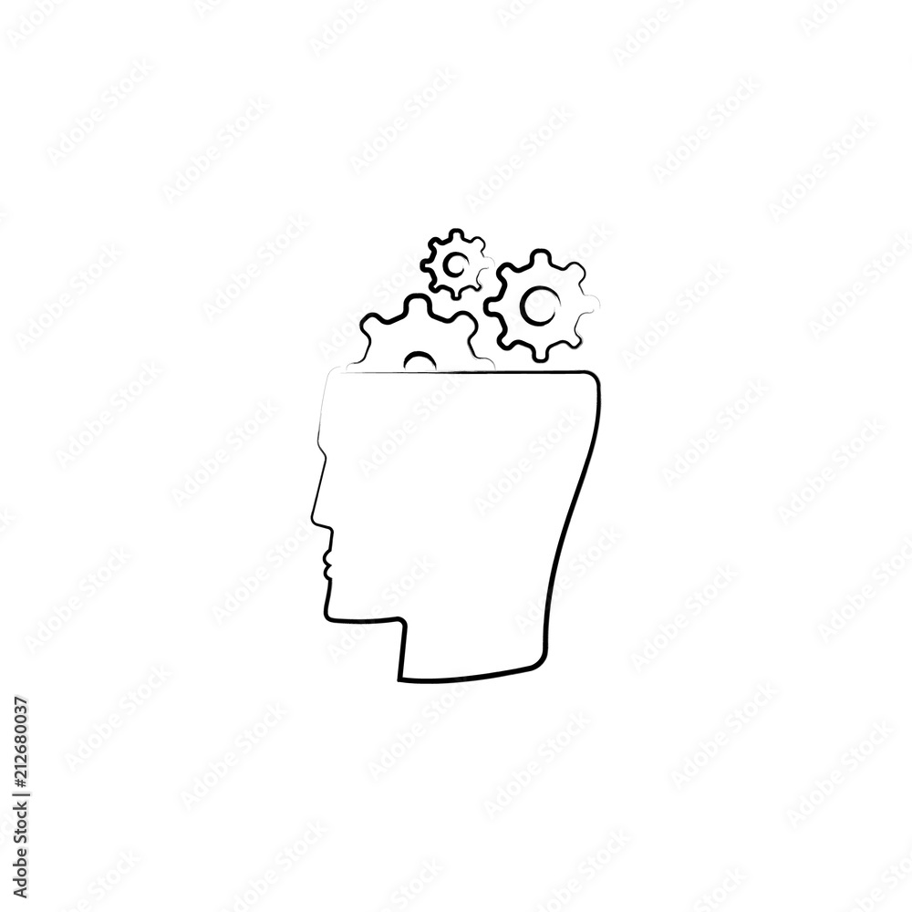 Aufkleber gear head icon. element of idea icon for mobile concept and web apps. sketch style gear head icon ca