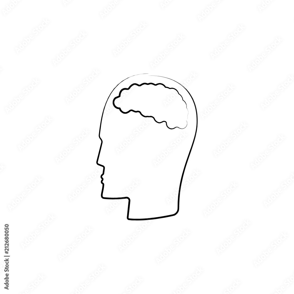 Poster a man with a brain icon. element of idea icon for mobile concept and web apps. sketch style a man wi
