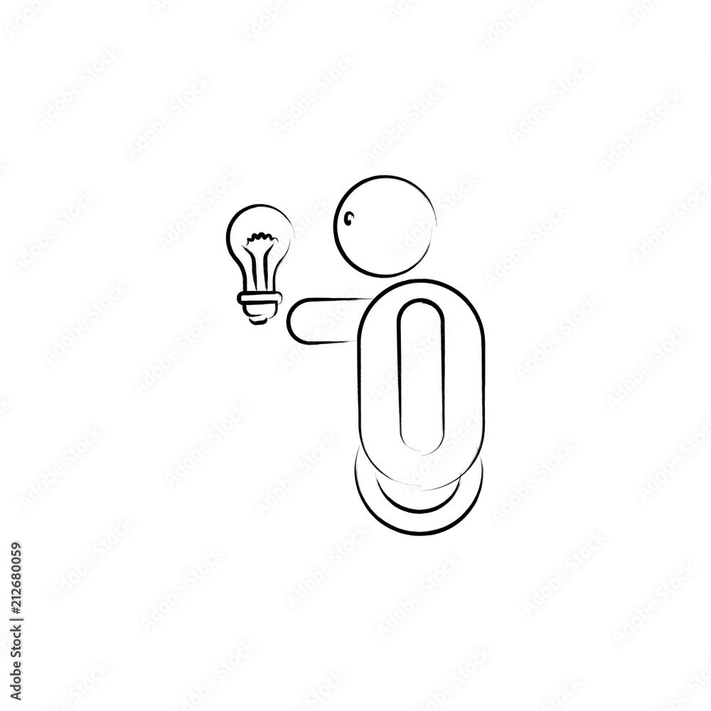 Poster hand holds light bulbs icon. element of idea icon for mobile concept and web apps. sketch style hand