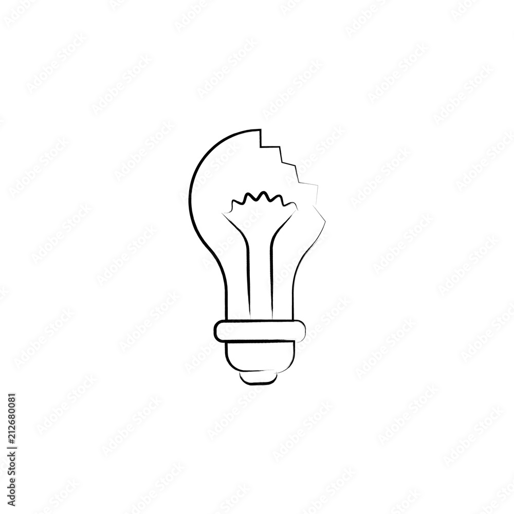 Poster broken light bulb icon. element of idea icon for mobile concept and web apps. sketch style broken li