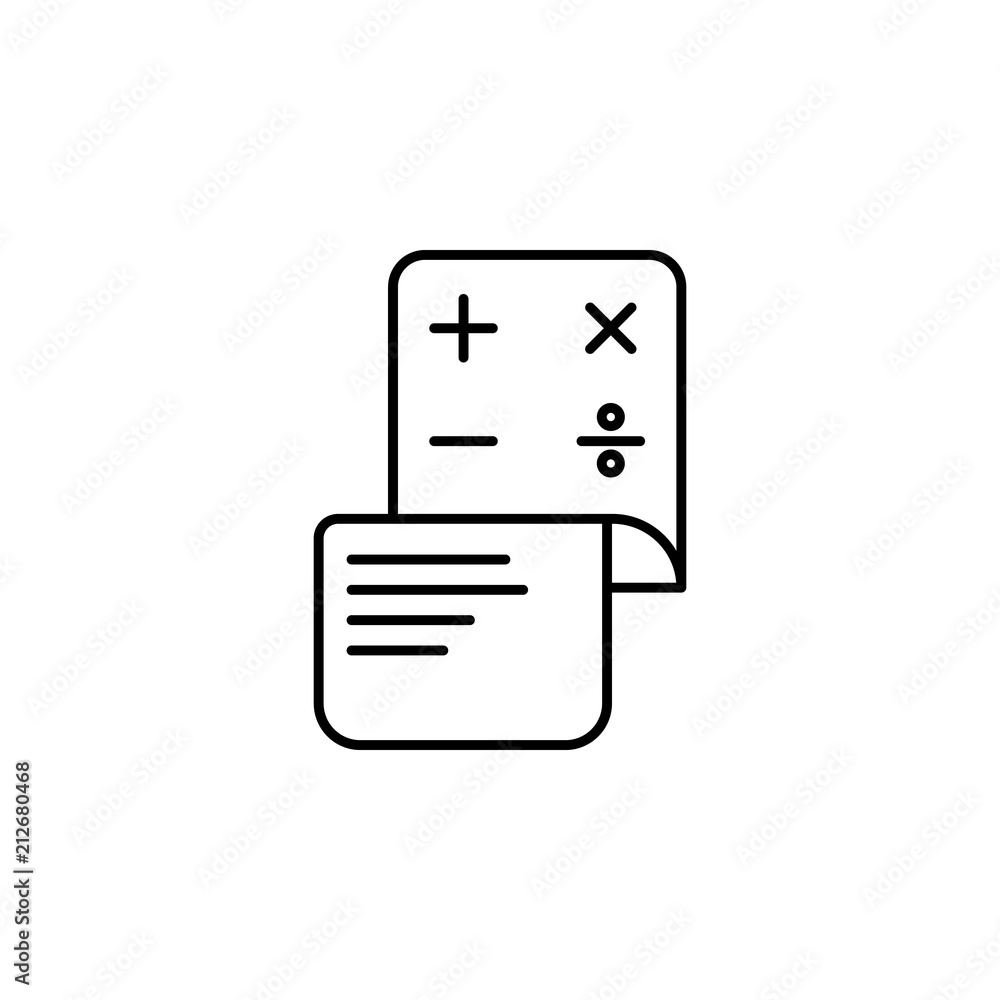 Poster mathematical solution on paper icon. element of education icon for mobile concept and web apps. thin