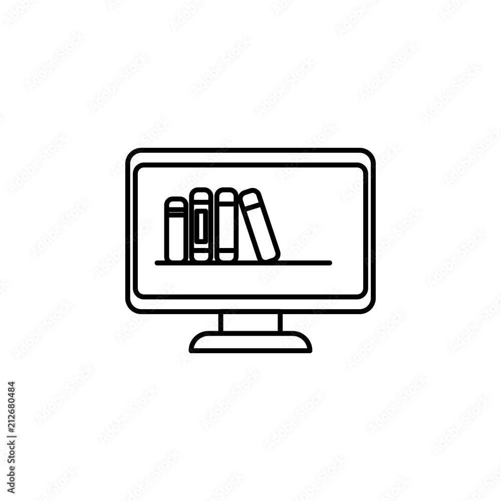 Poster digital library icon. element of education icon for mobile concept and web apps. thin line digital l