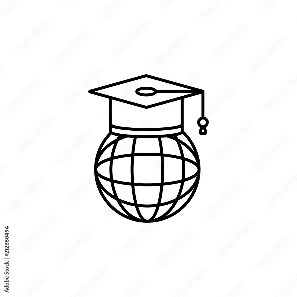 Poster global learning icon. element of education icon for mobile concept and web apps. thin line global le