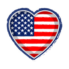 Heart shaped flag of United States