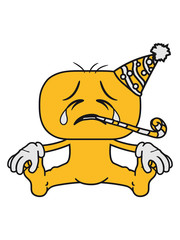 geburtstag feiern party spaß sitzend boden gesicht kopf traurig weinen heulen tränen unglücklich depressiv clipart comic cartoon