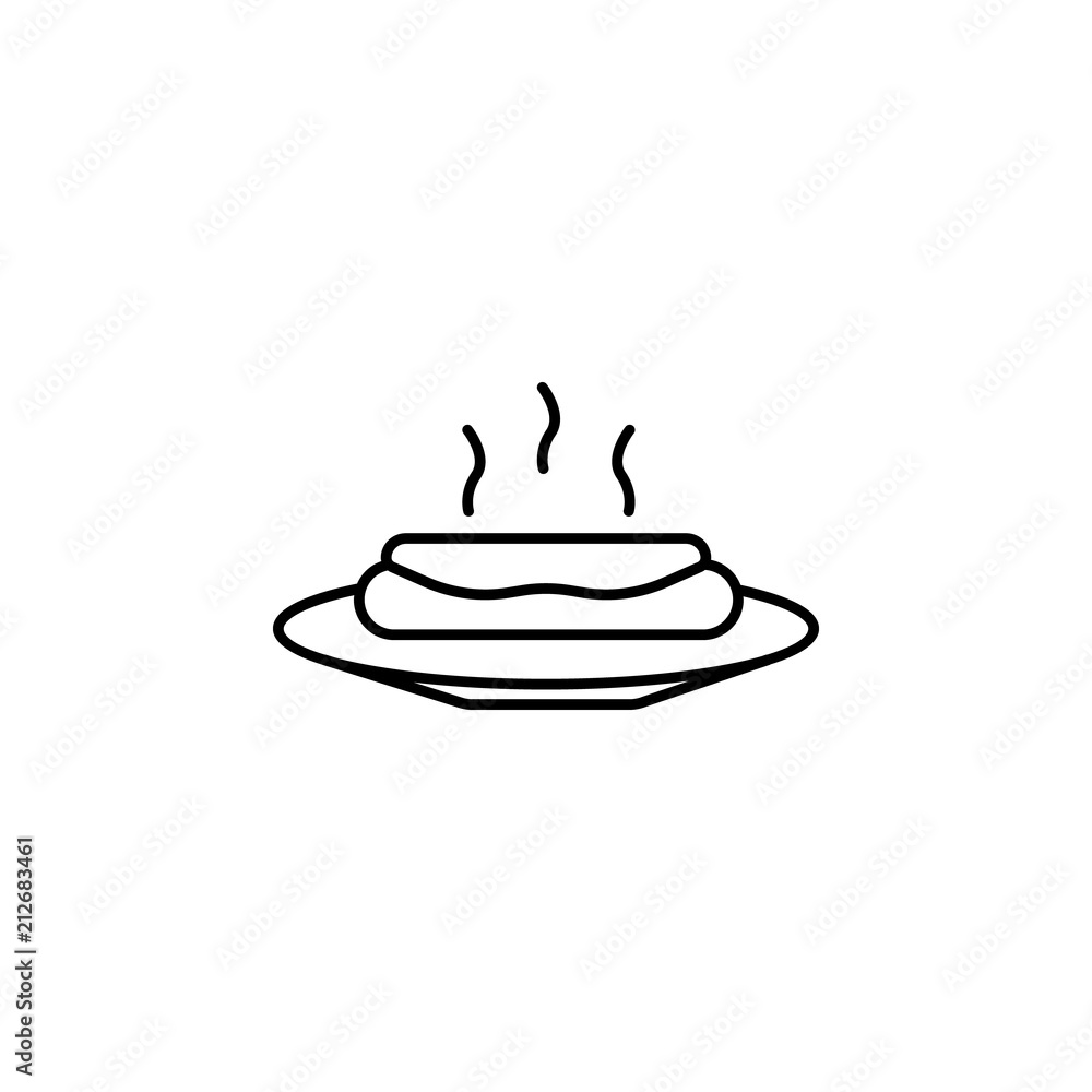 Aufkleber sausage in a plate icon. element of food and drinks icon for mobile concept and web apps. thin line 