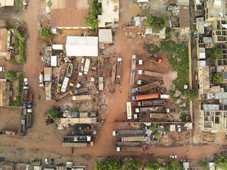 Aerial Drone view of niarela Quizambougou Niger Bamako Mali