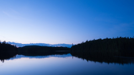 Amazing sunset scene in the wilderness of Portneuf, Quebec, Canada