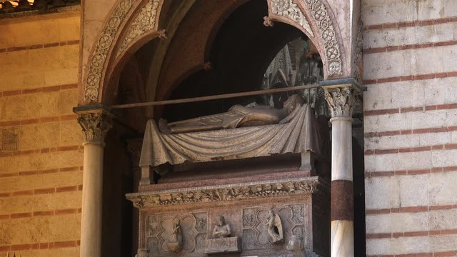 Verona, Italy:Arche Scaligere of Cansignorio - Verona Italy. Verona (UNESCO world heritage site), Veneto, Italy, ULTRA HD 4k,real time