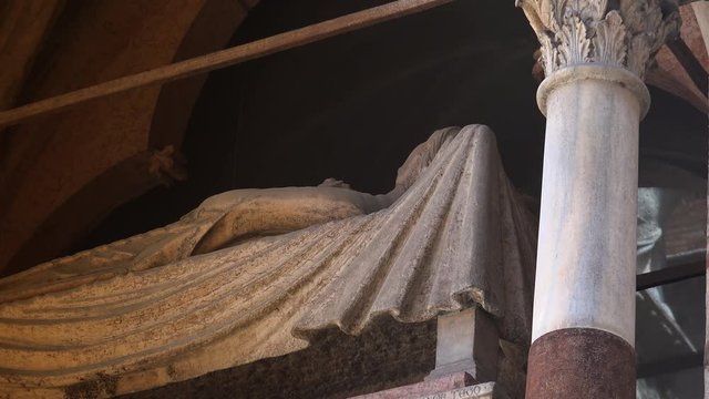 Verona, Italy:Arche Scaligere of Cansignorio - Verona Italy. Verona (UNESCO world heritage site), Veneto, Italy, ULTRA HD 4k,real time