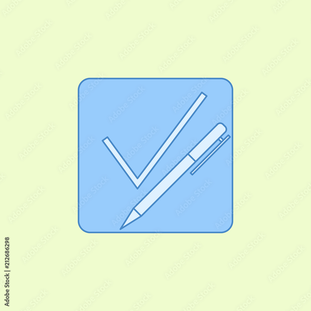 Poster pen sheet with a tick field outline icon. element of elections icon for mobile concept and web apps.