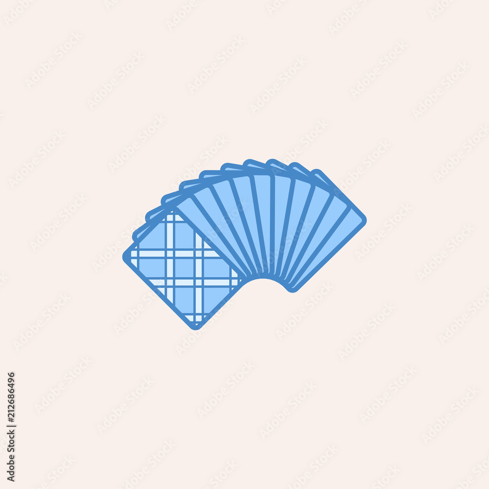 Poster an uncovered deck of cards from the back icon. Element of casino icon for mobile concept and web app. Field outline an uncovered deck of cards from the back icon can used for web