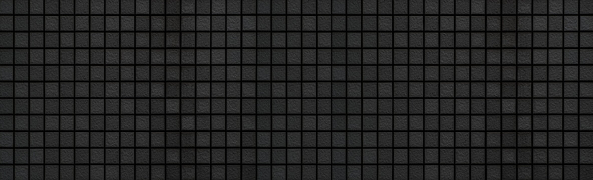 Panorama of Black mosaic pattern and seamless background