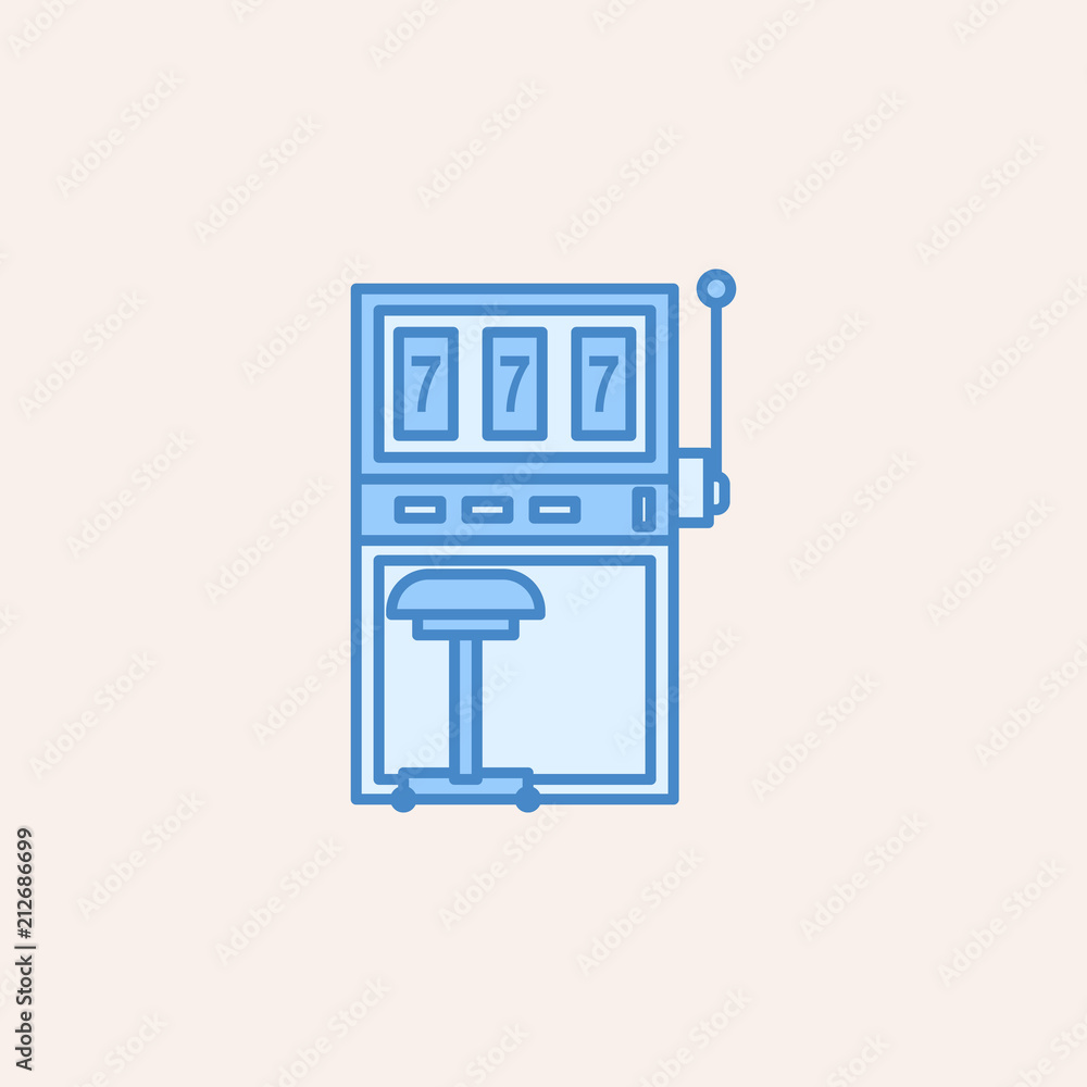 Poster playing machine in casino icon. element of casino icon for mobile concept and web apps. field outlin