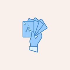 hand holds playing cards icon. Element of casino icon for mobile concept and web apps. Field outline hand holds playing cards icon can be used for web and mobile