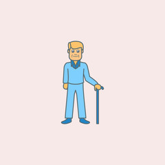 old age of a man field outline icon. Element of generation icon for mobile concept and web apps. Field outline old age of a man icon can be used for web and mobile