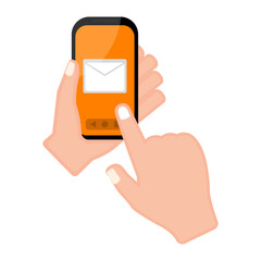 Hand holding a smartphone with a mail app