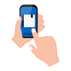 Hand holding a smartphone with an agenda app