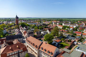 Landscape view from a church tower in Burg / Germany.