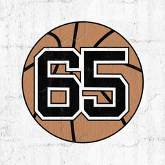 ball of basketball symbol with number 65