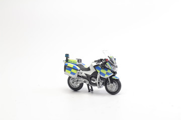 a scale Police Bikes model at display