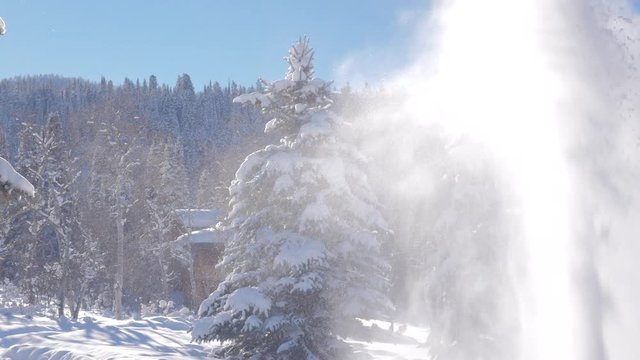 Snowblowing after a snow storm.