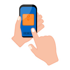 Hand holding a smartphone with a folder icon