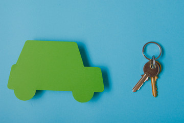 paper green cars with keys