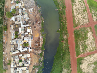 Aerial Drone view of niarela Quizambougou Niger Bamako Mali