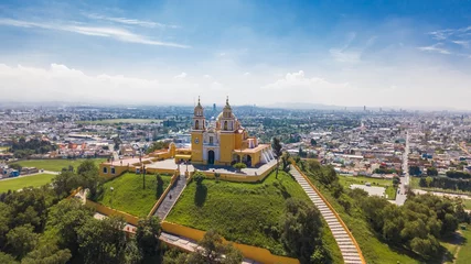 Fotobehang Beautiful aerial view of Puebla Mexico and its church © Gian
