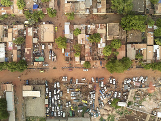 Aerial Drone view of niarela Quizambougou Niger Bamako Mali