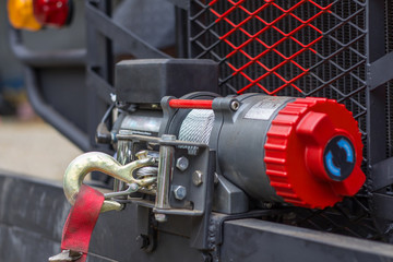 Winches on the bumper car, for towing with a sling when an accident