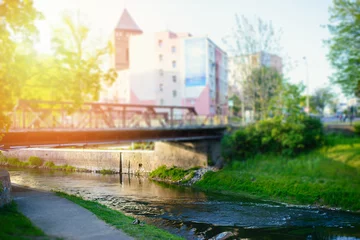 Abwaschbare Fototapete Stadt am Wasser Small bridge in the city