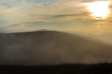 Fototapeta premium Morning fog in the october day