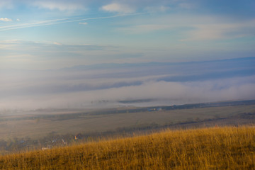 Morning fog in the october day