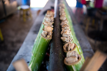 Khao Larm :: sticky rice grilled in bamboo tube, Thai dessert
