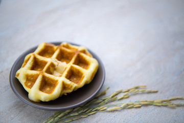 Waffles for breakfast for background. (Selective focus)