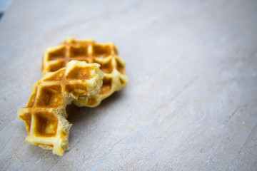 Waffles for breakfast for background. (Selective focus)