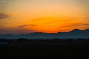 sunset in the mountains