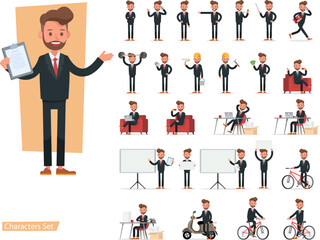 Set of Businessman character vector design. no16