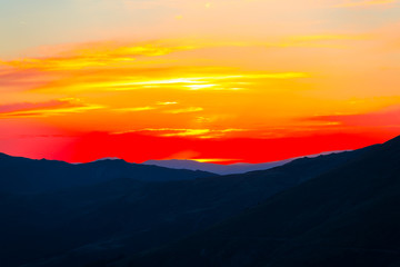 Mountains landscape at the sunset 