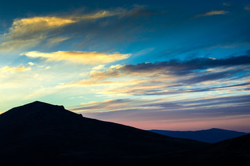 Mountains landscape at the sunset 