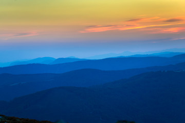 Mountains landscape at the sunset 