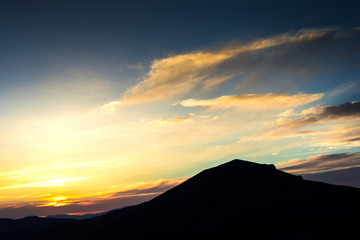 Mountains landscape at the sunset 