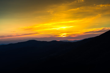 Fototapeta premium Mountains landscape at the sunset 