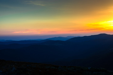 Fototapeta na wymiar Mountains landscape at the sunset 