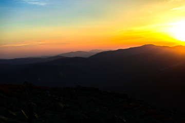 Mountains landscape at the sunset 