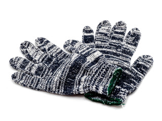 Cotton work gloves isolated on white background.