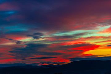 Red sky at the sunset